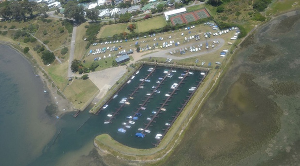 An aerial view of the Leisure Isle Boat Club harbour as it is today