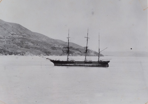 ss Paquita lies at anchor off Steenbok Island (now Leisure Isle), Knysna shortly before she was wrecked on 18 October, 1903 