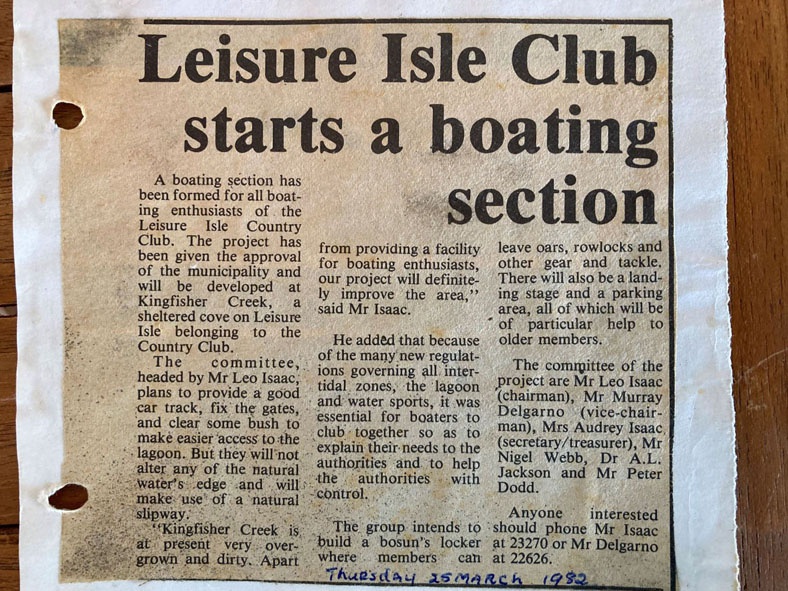 Leisure Isle Club, Knysna, boating section started, 
1982